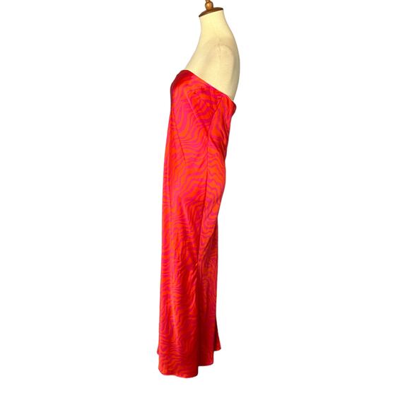 Lovers + Friends Red Strapless Midi Slip Dress Satin LARGE Resort Beach $208 NEW - Picture 5 of 8